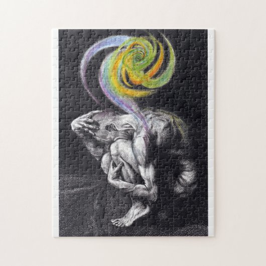 男性体カラフルソウルダーク超リアルスケッチアート ジグソーパズル (縦)