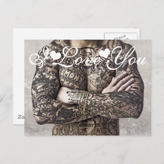 男性体タトゥーフォト愛するI ポストカード (正面/裏面)