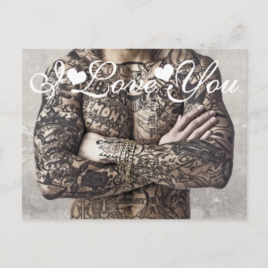 男性体タトゥーフォト愛するI ポストカード (正面)