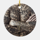 男性体タトゥー写真 セラミックオーナメント (裏面)