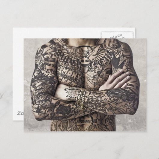 男性体タトゥー写真 ポストカード (正面/裏面)