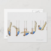 男性体操選手を示すイラストレーションのシーケンス2 ポストカード (正面/裏面)