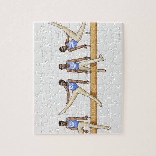 男性体操選手を示すイラストレーションの配列 ジグソーパズル (縦)