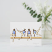 男性体操選手を示すイラストレーションの配列 ポストカード (スタンド正面)