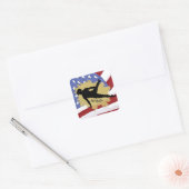 男性体操選手シルエットアート – アメリカ国旗 スクエアシール (封筒)