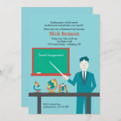 男性先生退職パーティの招待状 招待状 (正面/裏面)