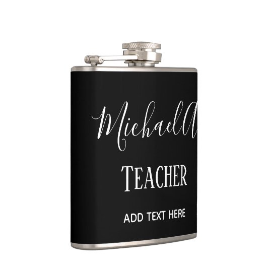 男性先生-クラシック白黒パーソナライズされた フラスク (右)