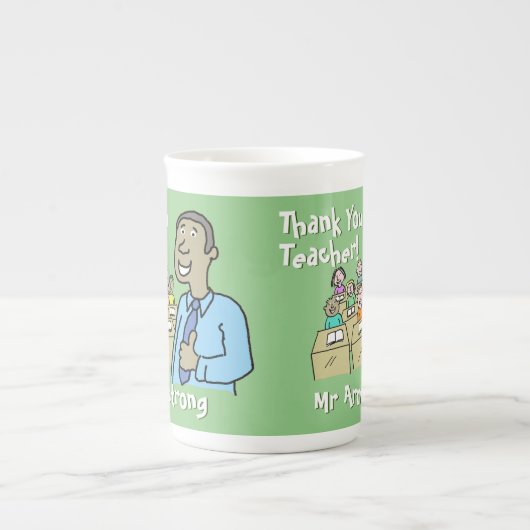 男性先生 ボーンチャイナマグカップ (正面)