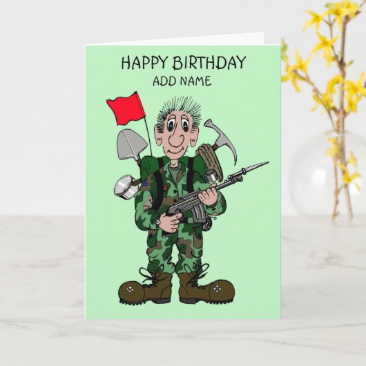 男性兵士  カード (黄色い花)