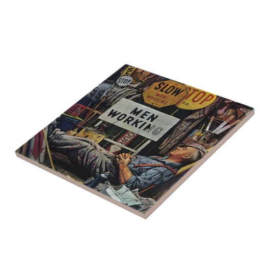 男性勤務中 タイル (側面)