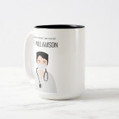 男性医師イラストレーションありがとう ツートーンマグカップ (正面左)