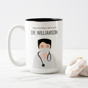 男性医師イラストレーションありがとう ツートーンマグカップ