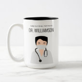 男性医師イラストレーションありがとう ツートーンマグカップ (左)