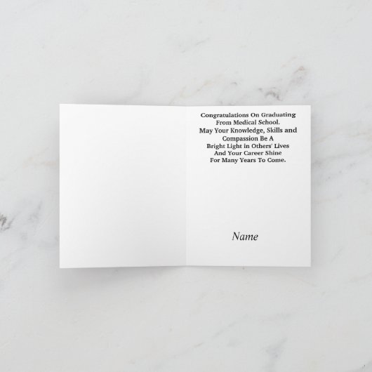 男性医師用医学校卒業カード カード (内部)