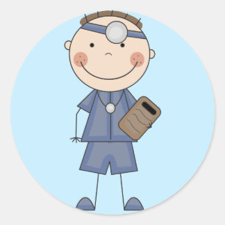 男性医師Tシャツとギフト ラウンドシール