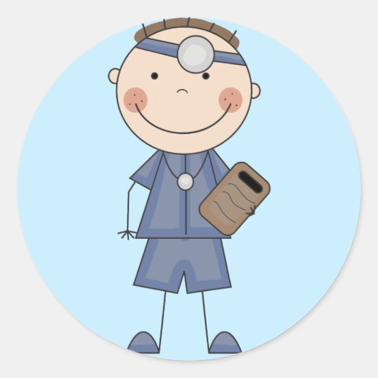 男性医師Tシャツとギフト ラウンドシール (正面)