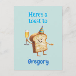 男性向けのユーモラスなシャンパントーストのキャラクター、スパークリングワイン ポストカード