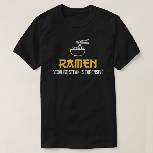 男性向けの面白いラーメン好きギフト Tシャツ (デザイン正面)