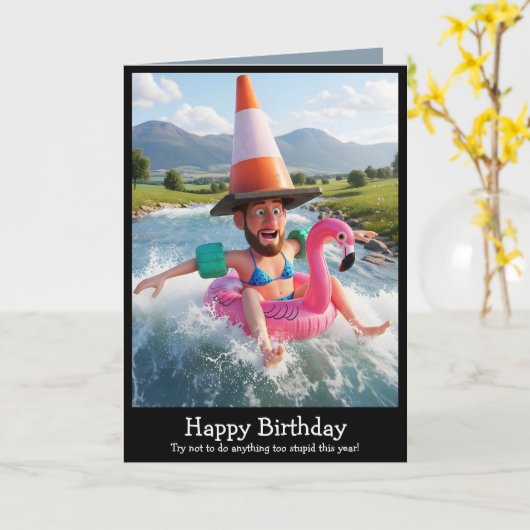 男性向けの面白い誕生日カード カード (黄色い花)