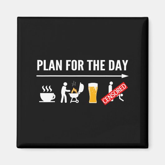 男性向けの面白いBBQシャツ コーヒー グリル ビール マグネット (正面)