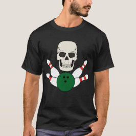 男性向けボウリングスカルTシャツデザイン Tシャツ