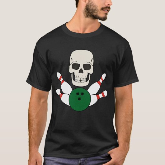 男性向けボウリングスカルTシャツデザイン Tシャツ (正面)