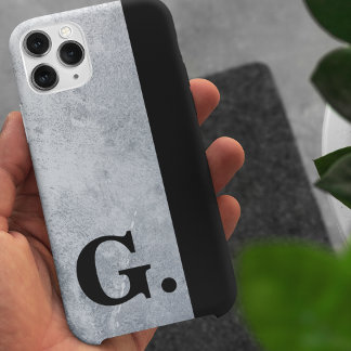 男性向けモノグラム入りコンクリート背景 iPhone 11 ケース