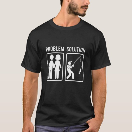 男性向け問題解決バカンス釣りフィッシュフィッシング Tシャツ (正面)