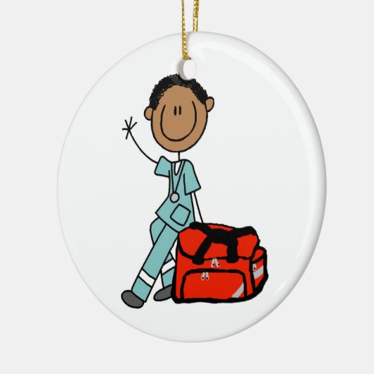 男性呼吸セラピストまたはEMT セラミックオーナメント (左)