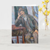 男性喫煙aパイプ – Paulセザンヌ- c1893 カード (黄色い花)