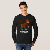 男性女子動物園動物モンキー Tシャツ (正面フル)