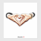 男性女性は手をハートの形のラブアートに結合 シール (シート)