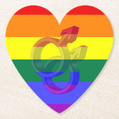 男性対プライド記号虹フラグ ペーパーコースター (正面)