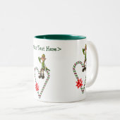 男性小妖精や小人ハートパーソナライズされたクリスマスホリデーマグ ツートーンマグカップ (正面右)