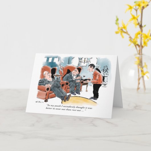 男性斜めの老後誕生日会話カード カード (黄色い花)