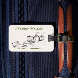 男性歩く犬おもしろい名よくはしゃぐ荷札 ラゲッジタグ