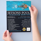 男性泳ぐ人、プールの広告掃除 チラシ (手)