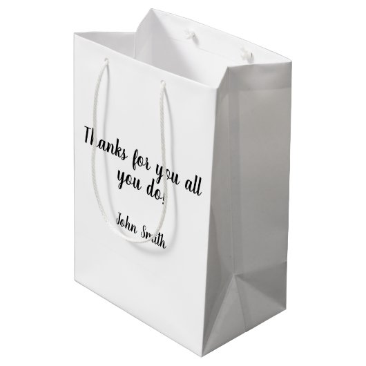 男性牧師誕生日周年記念タイポグラフィ ミディアムペーパーバッグ (裏面アングル)