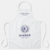 男性理容師サロン社員シンプルネイビモダンーホワイト エプロン (正面)