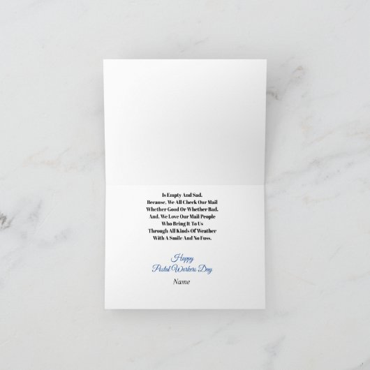 男性用および女性用メールキャリアのグリーティングカード シーズンカード (内部)