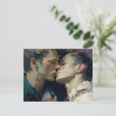 男性用キスをするはがき ポストカード (スタンド正面)