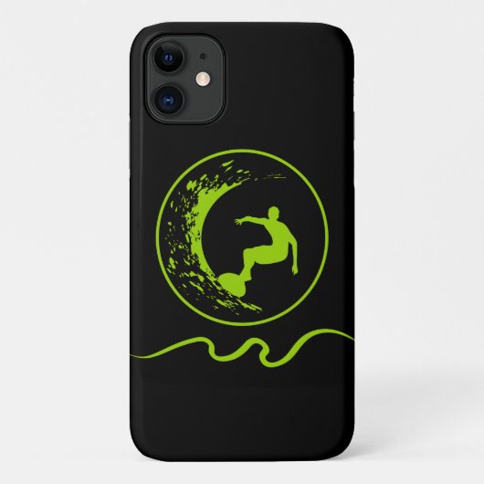 男性用サーフィンのサーフボード·エンブレム·デザイナー Case-Mate iPhoneケース (裏面)