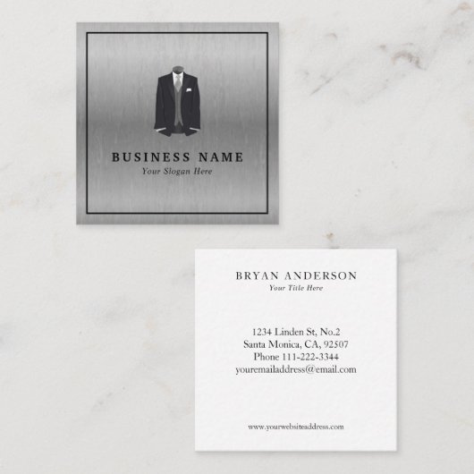 男性用スーツ、ファッションデザイナー·スクエア·名刺 スクエア名刺 (正面/裏面)