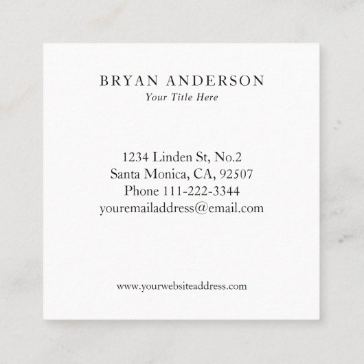 男性用スーツ、ファッションデザイナー·スクエア·名刺 スクエア名刺 (裏面)