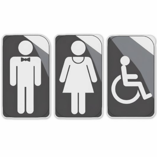 男性用トイレと女性用トイレのドアサイン シール (正面)
