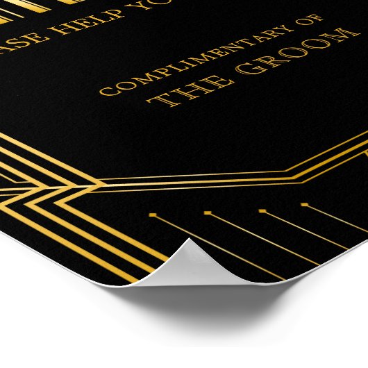 男性用バスルーム結婚バスケットの標識 | Gatsbyアールデコ ポスター (角)