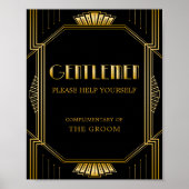 男性用バスルーム結婚バスケットの標識 | Gatsbyアールデコ ポスター (正面)