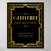 男性用バスルーム結婚バスケットの標識 | Gatsbyアールデコ ポスター (正面)