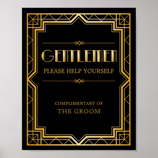 男性用バスルーム結婚バスケットの標識 | Gatsbyアールデコ ポスター (正面)