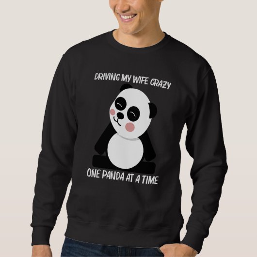 男性用パンダ お父さん 黒 白 熊の子 1 スウェットシャツ (正面)